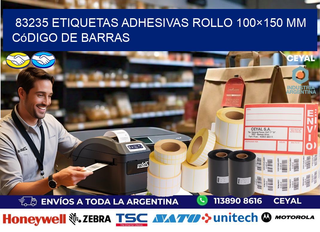 83235 etiquetas adhesivas rollo 100×150 mm código de barras
