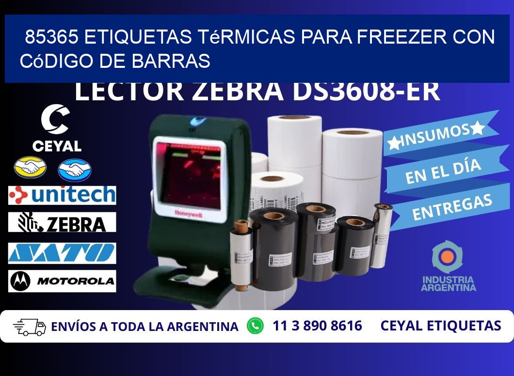 85365 etiquetas térmicas para freezer con código de barras