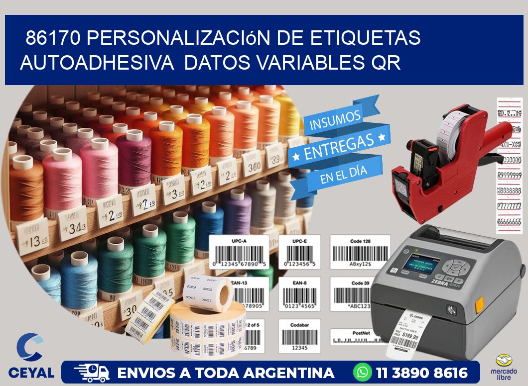 86170 Personalización de etiquetas autoadhesiva datos variables QR