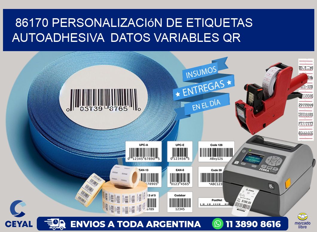 86170 Personalización de etiquetas autoadhesiva datos variables QR