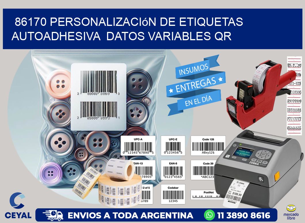 86170 Personalización de etiquetas autoadhesiva  datos variables QR