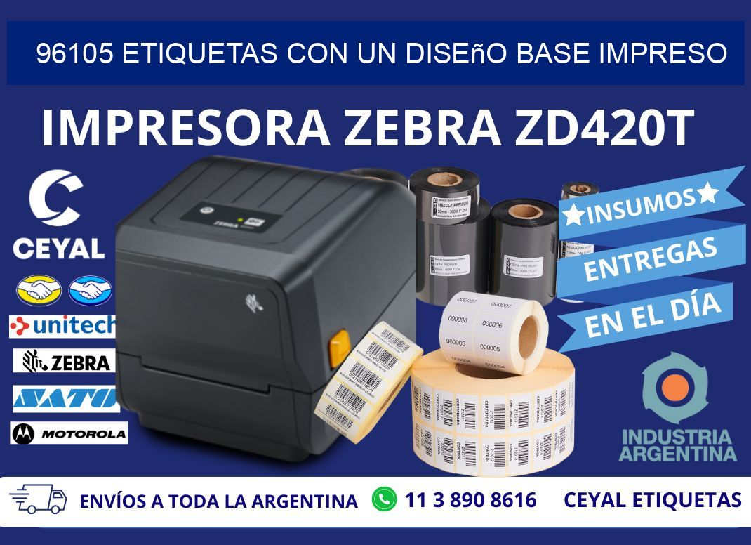 96105 etiquetas con un diseño base impreso