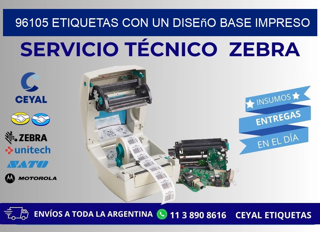 96105 etiquetas con un diseño base impreso