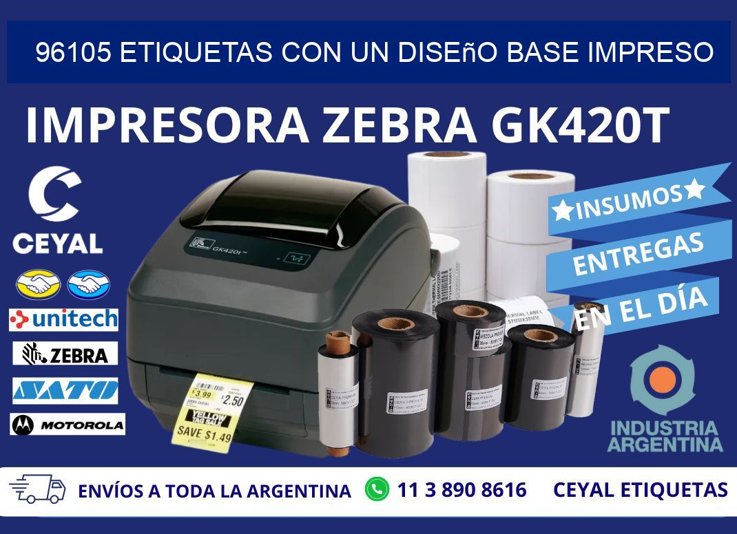 96105 etiquetas con un diseño base impreso