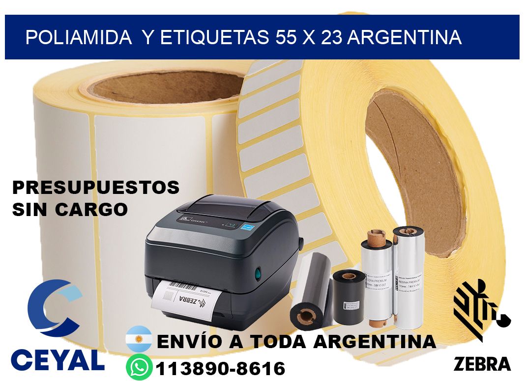 Poliamida y etiquetas 55 x 23 argentina
