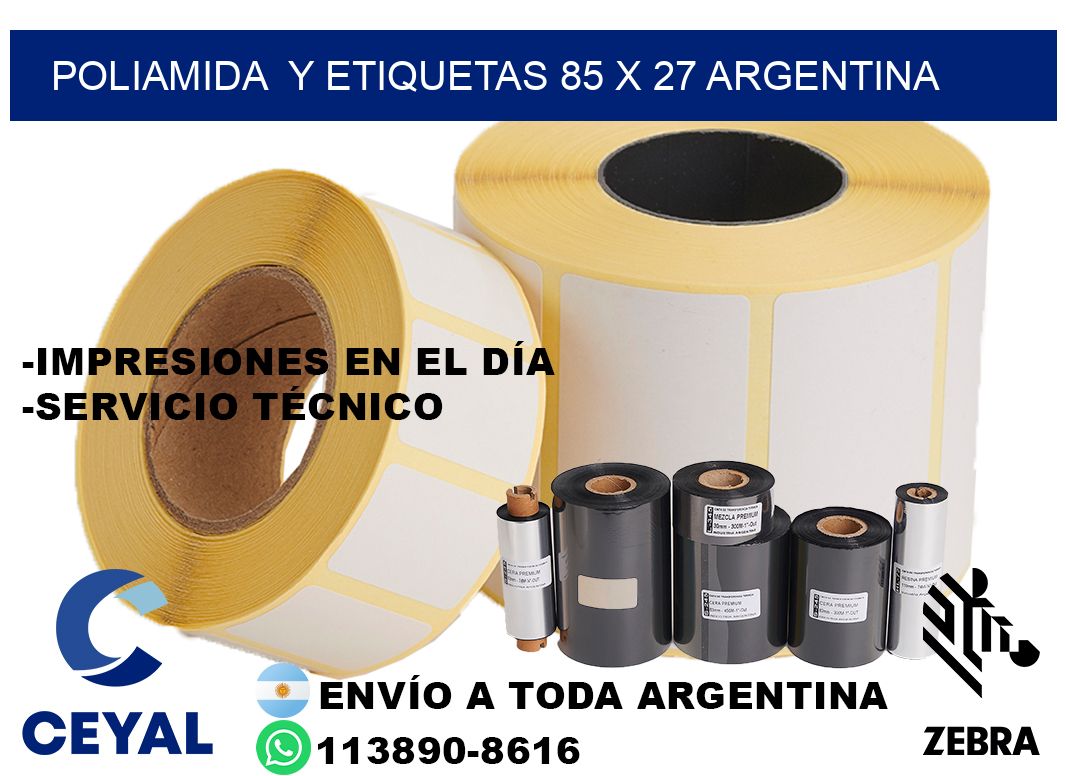 Poliamida y etiquetas 85 x 27 argentina