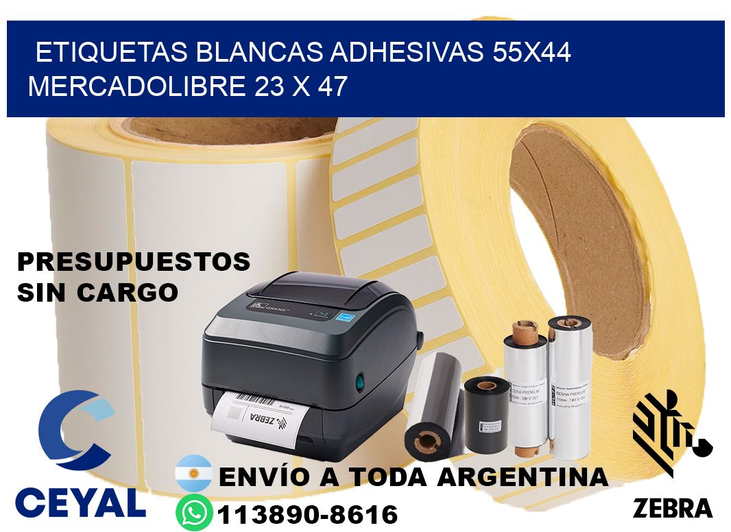 etiquetas blancas adhesivas 55x44 mercadolibre 23 x 47