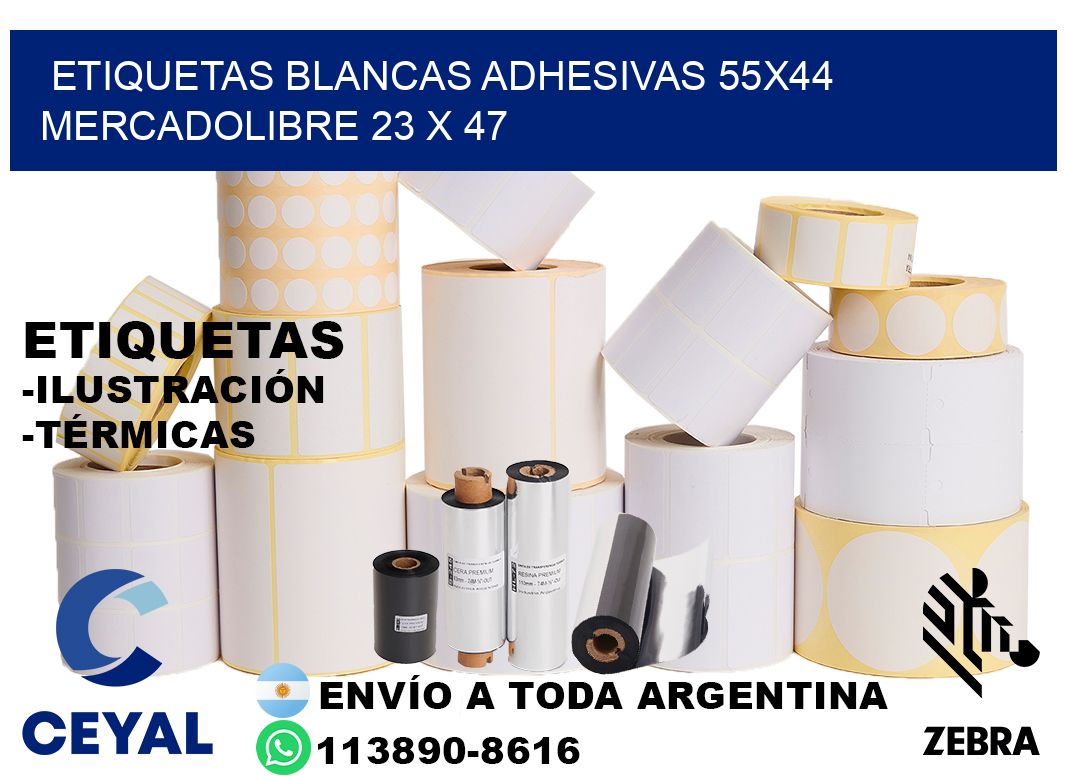 etiquetas blancas adhesivas 55x44 mercadolibre 23 x 47