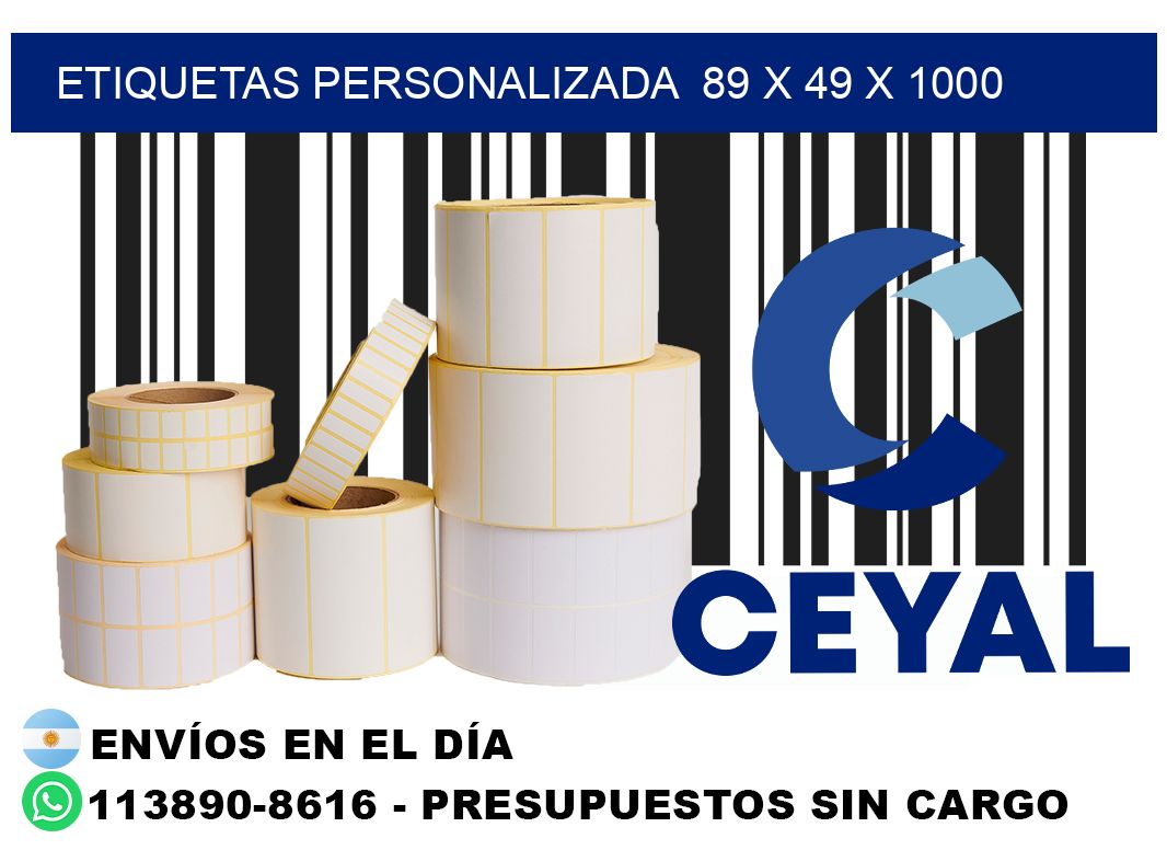 etiquetas personalizada 89 x 49 x 1000