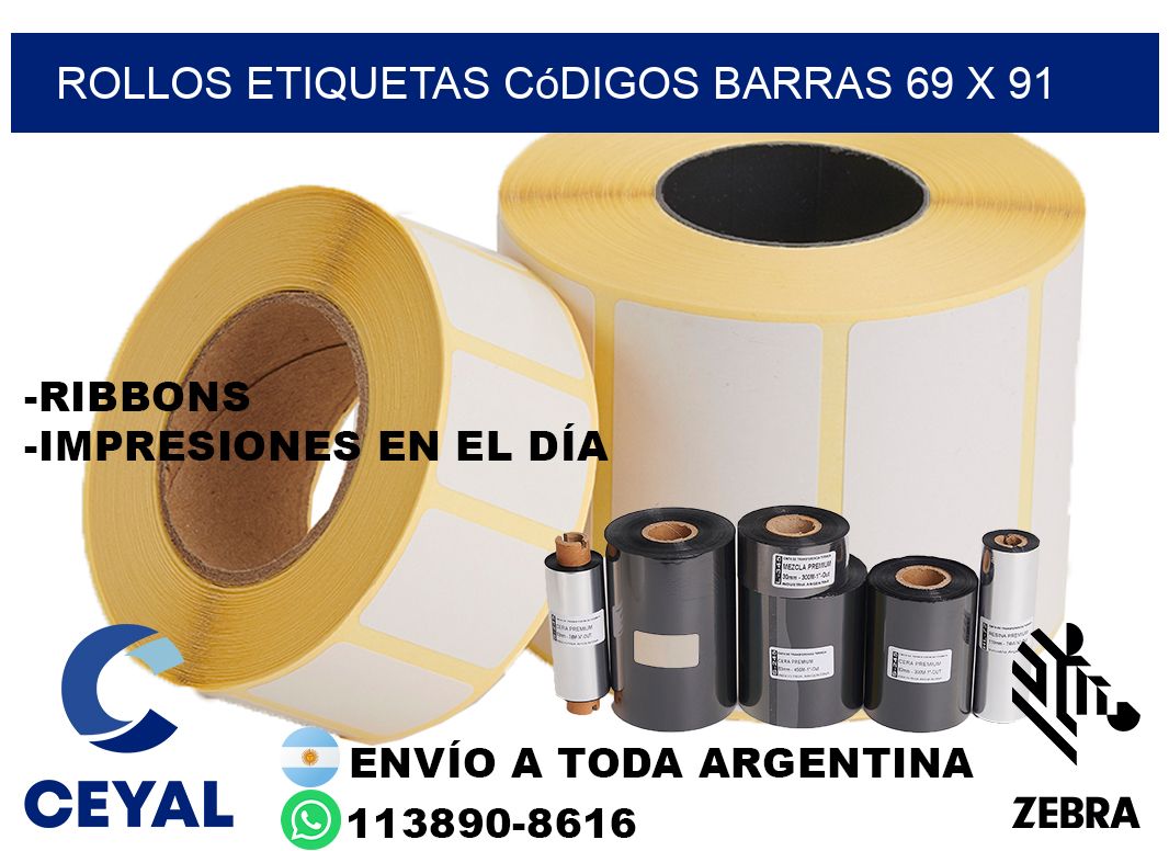 rollos etiquetas códigos barras 69 x 91