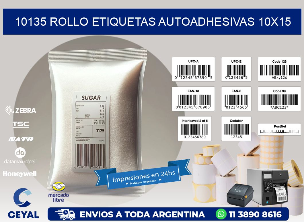 10135 Rollo Etiquetas autoadhesivas 10x15