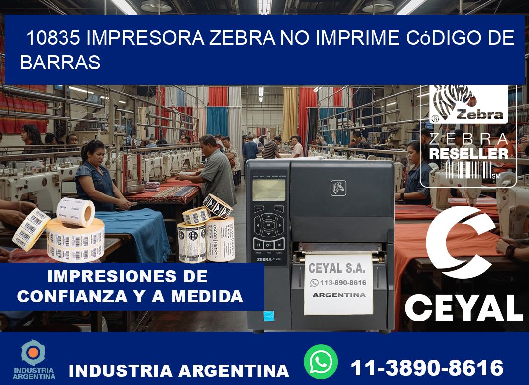10835 impresora Zebra no imprime código de barras