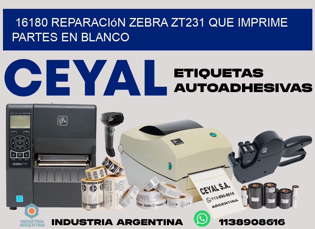 16180 reparación zebra zt231 que imprime partes en blanco