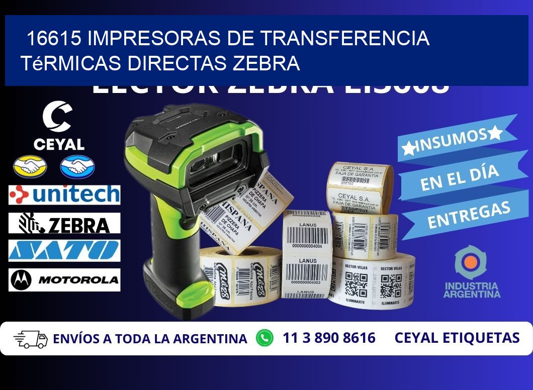 16615 impresoras de Transferencia térmicas directas zebra