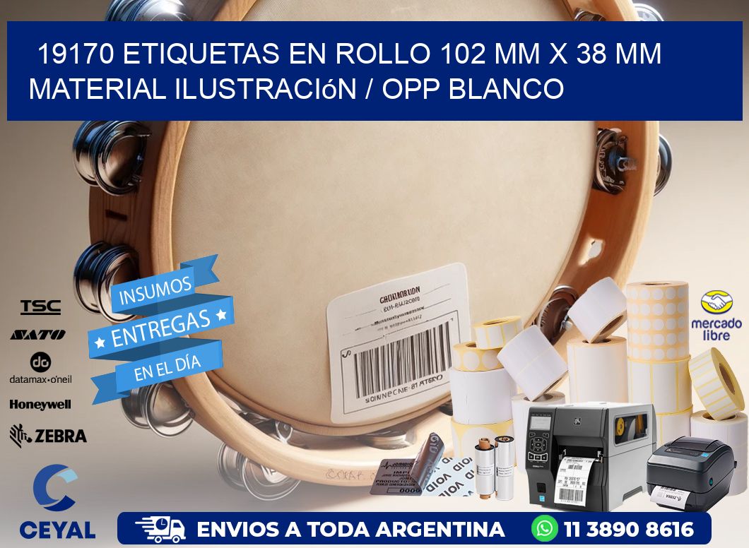 19170 Etiquetas en rollo 102 mm x 38 mm material Ilustración / OPP Blanco