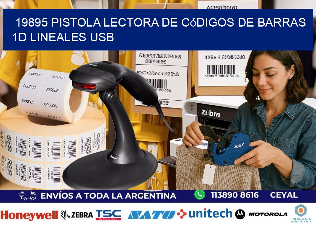 19895 Pistola Lectora De Códigos De Barras 1d Lineales Usb