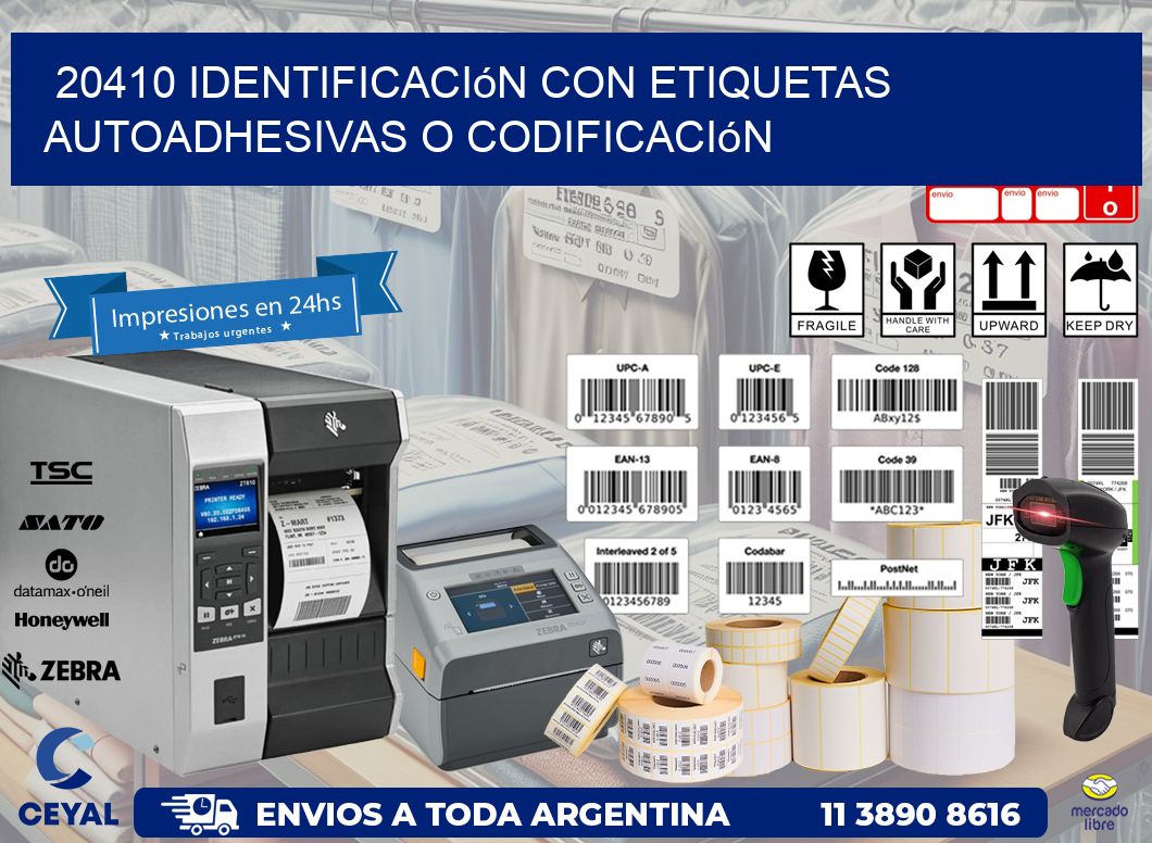 20410 identificación con etiquetas autoadhesivas o codificación