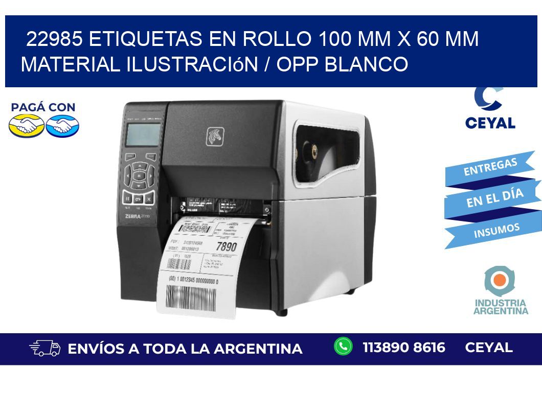 22985 Etiquetas en rollo 100 mm x 60 mm material Ilustración / OPP Blanco