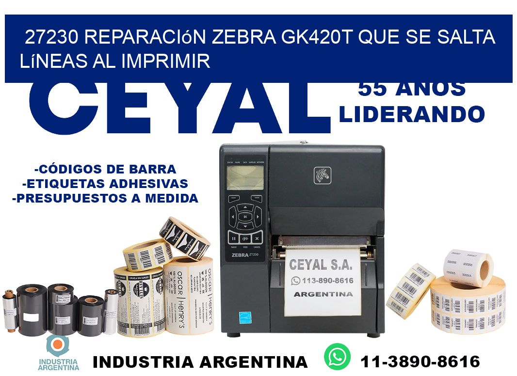 27230 reparación zebra gk420t que se salta líneas al imprimir