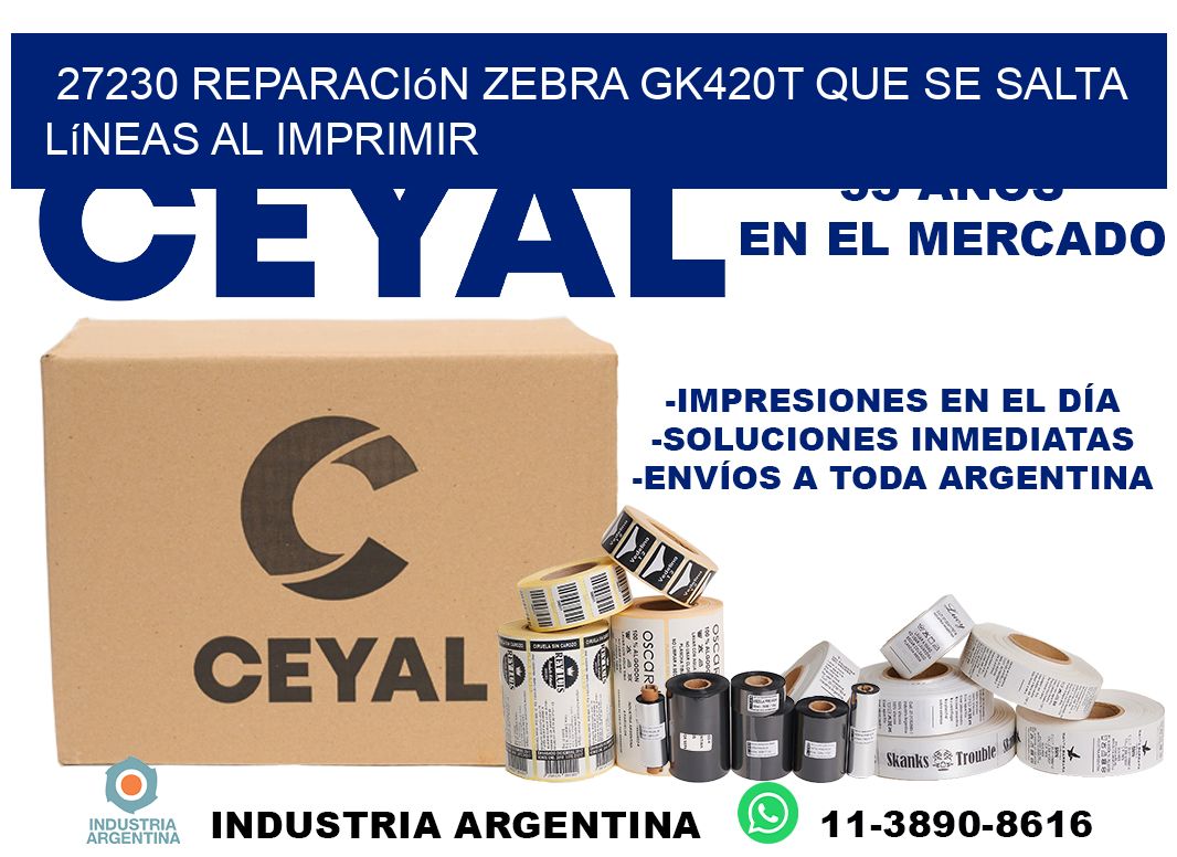 27230 reparación zebra gk420t que se salta líneas al imprimir