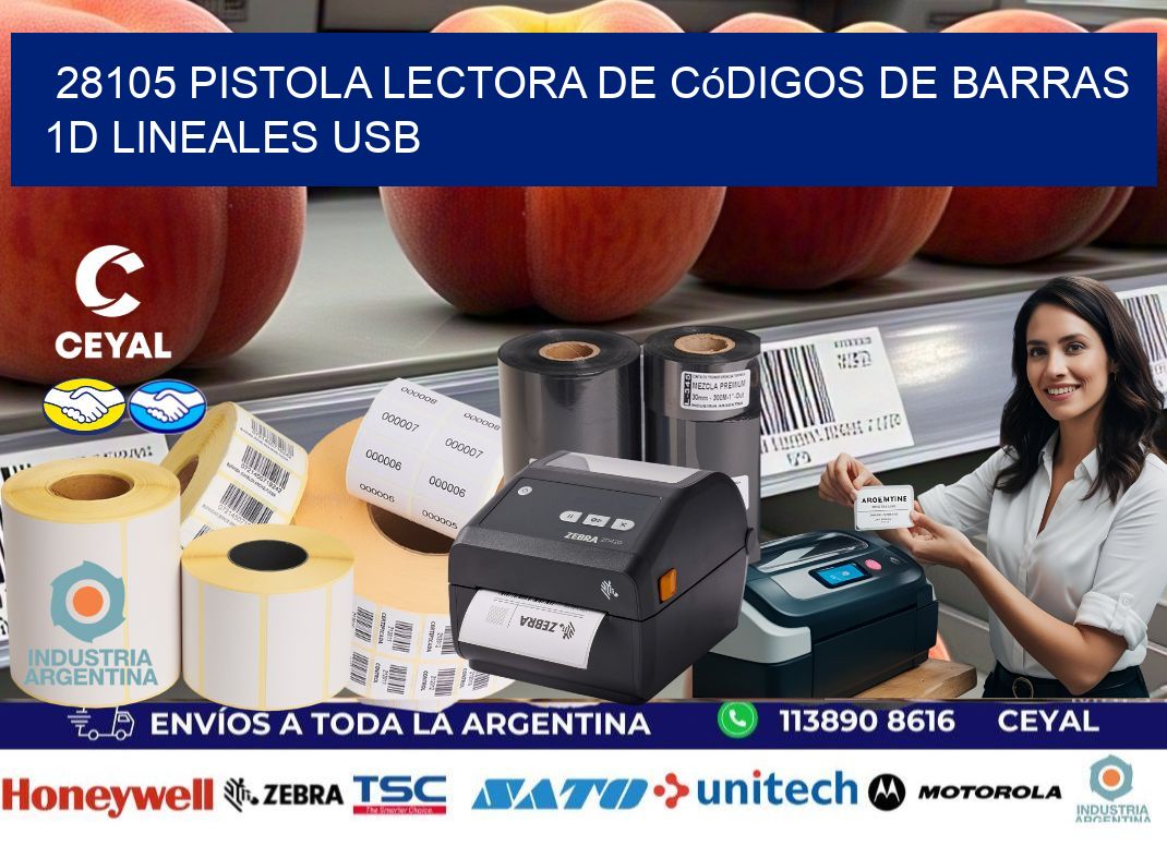 28105 Pistola Lectora De Códigos De Barras 1d Lineales Usb