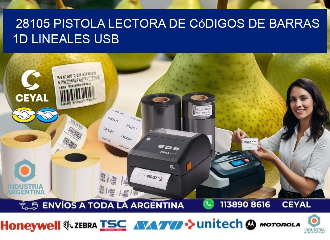 28105 Pistola Lectora De Códigos De Barras 1d Lineales Usb