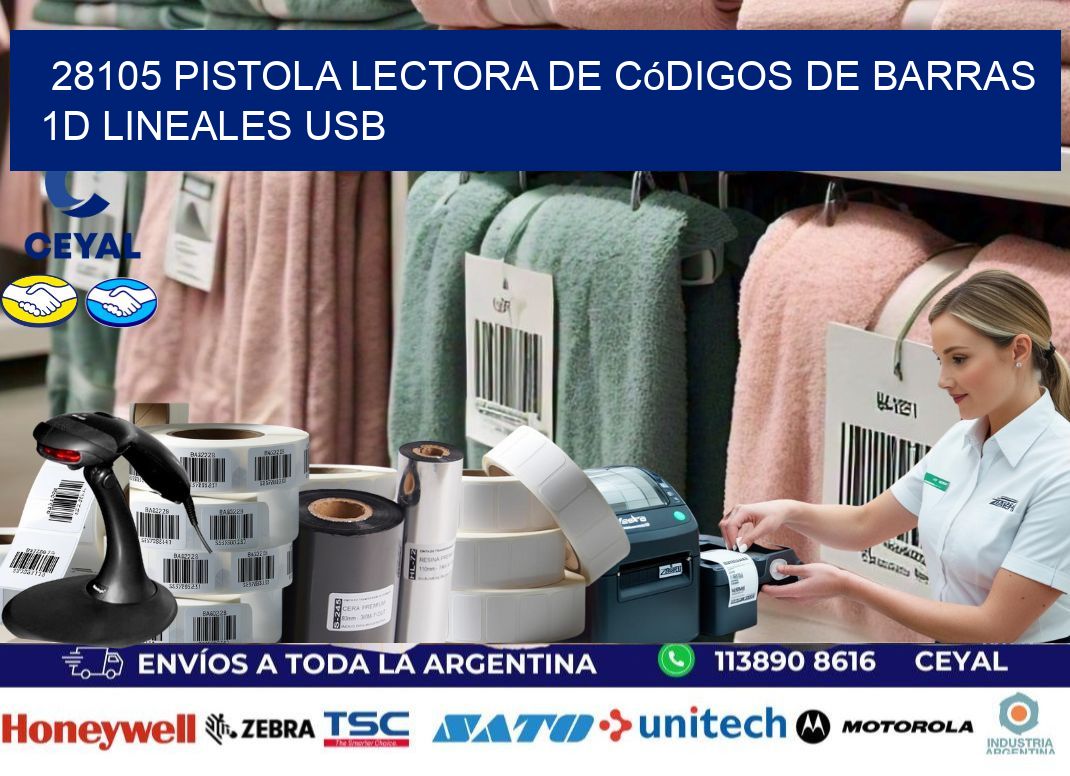 28105 Pistola Lectora De Códigos De Barras 1d Lineales Usb