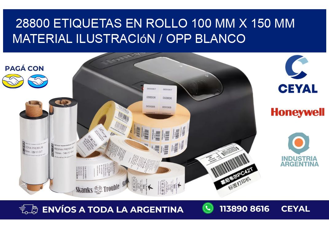 28800 Etiquetas en rollo 100 mm x 150 mm material Ilustración / OPP Blanco