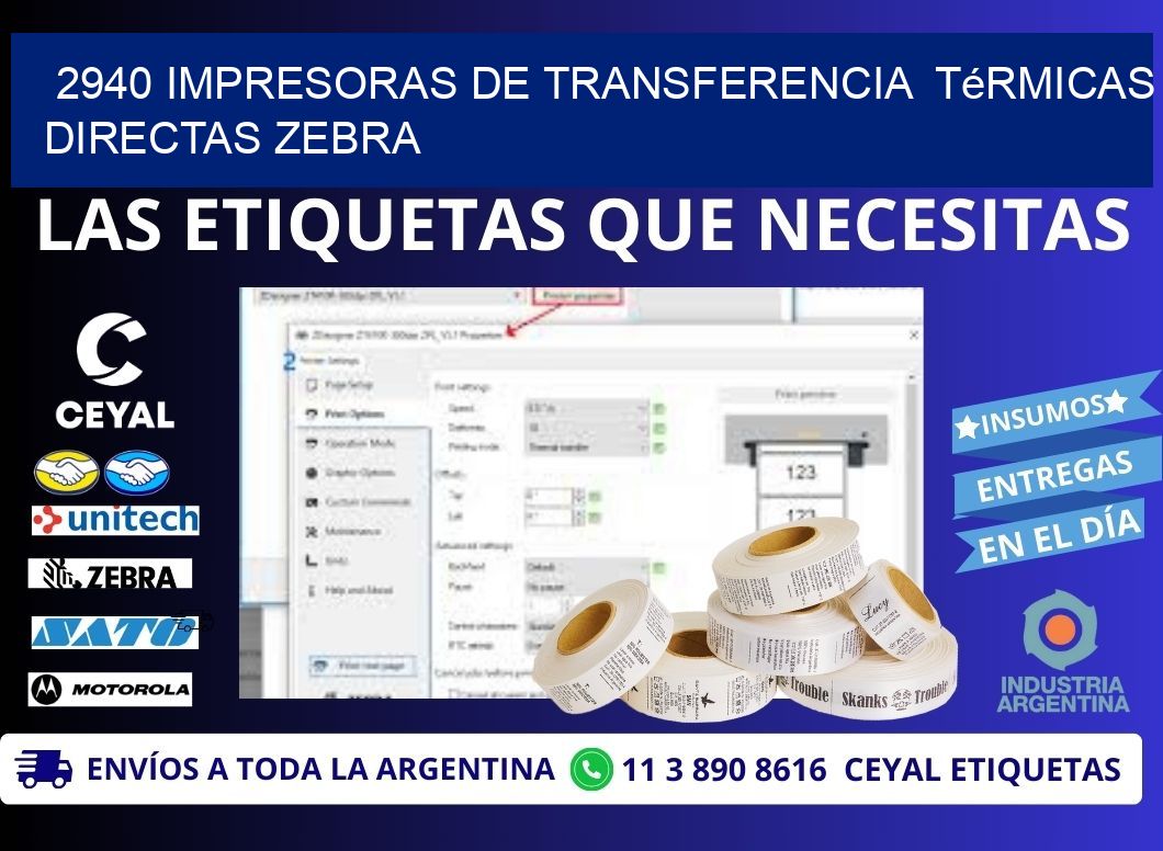 2940 impresoras de Transferencia térmicas directas zebra