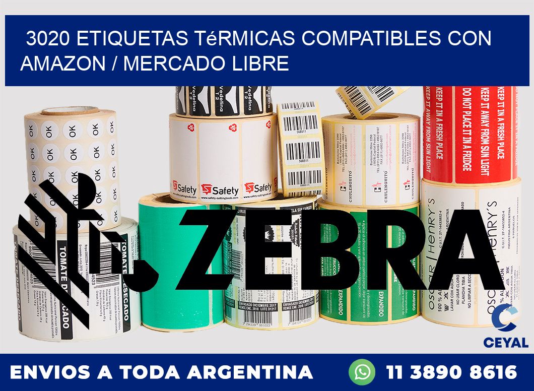 3020 etiquetas térmicas compatibles con Amazon / Mercado Libre