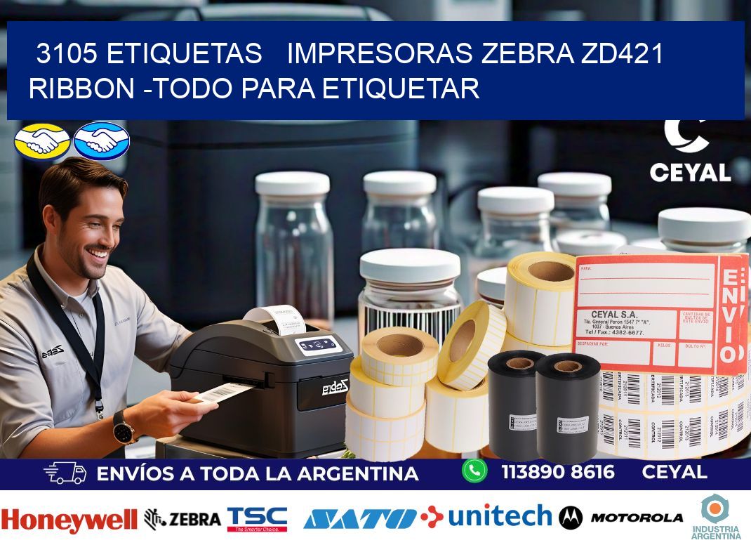3105 etiquetas   impresoras zebra zd421 ribbon -Todo para Etiquetar