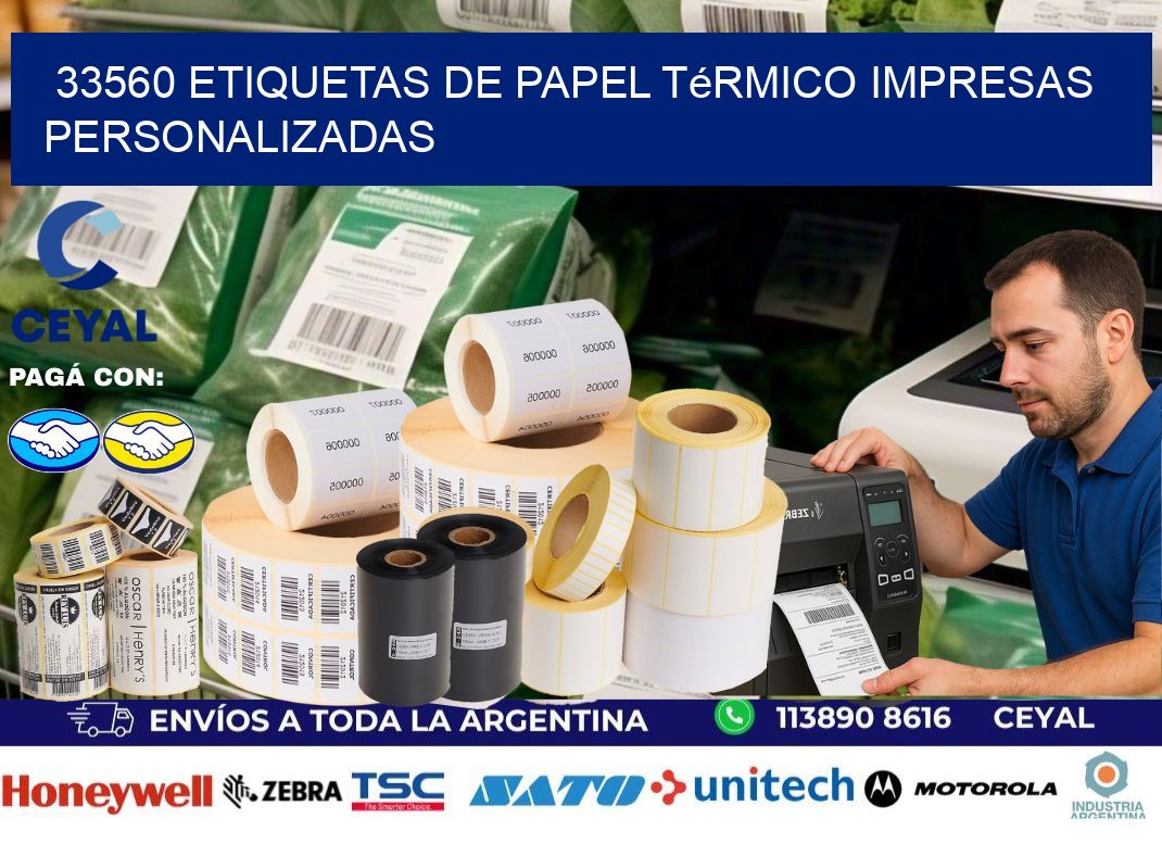 33560 Etiquetas de papel térmico impresas personalizadas