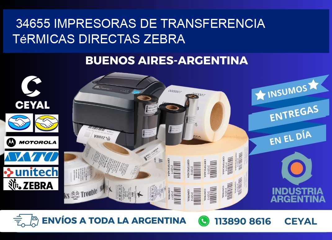 34655 impresoras de Transferencia térmicas directas zebra