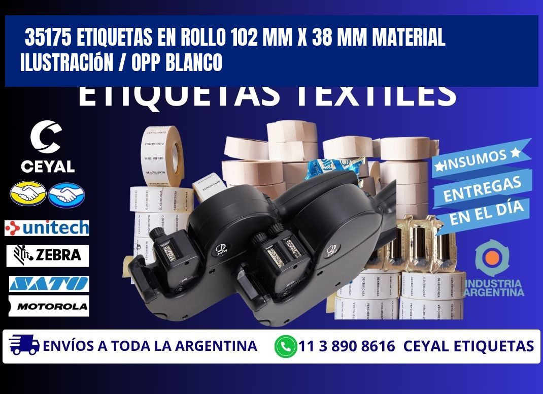 35175 Etiquetas en rollo 102 mm x 38 mm material Ilustración / OPP Blanco