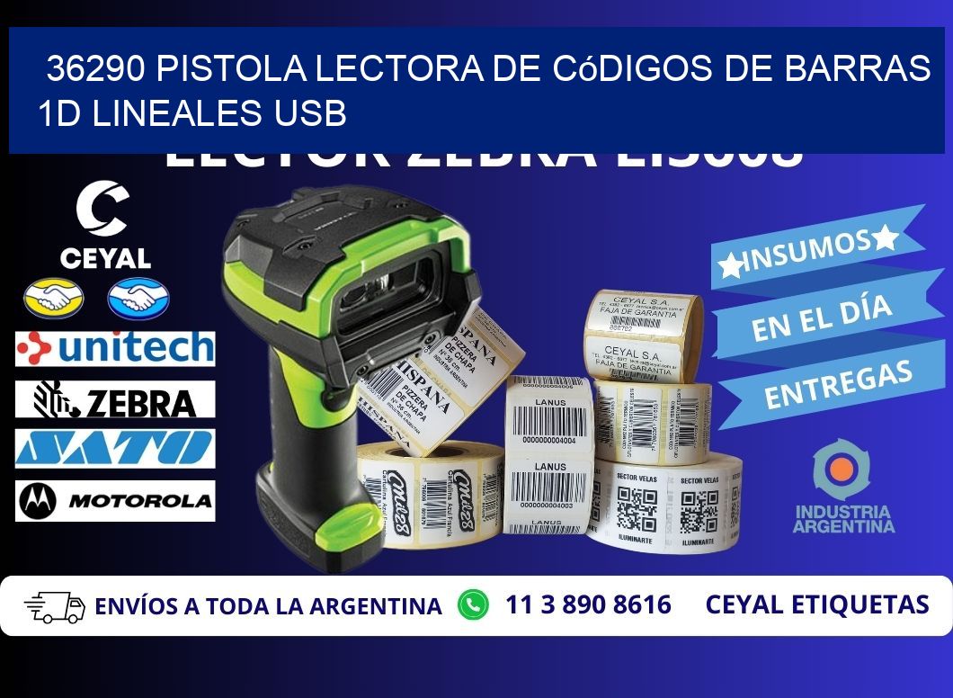 36290 Pistola Lectora De Códigos De Barras 1d Lineales Usb