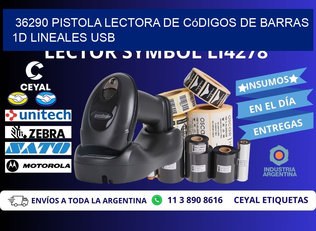 36290 Pistola Lectora De Códigos De Barras 1d Lineales Usb