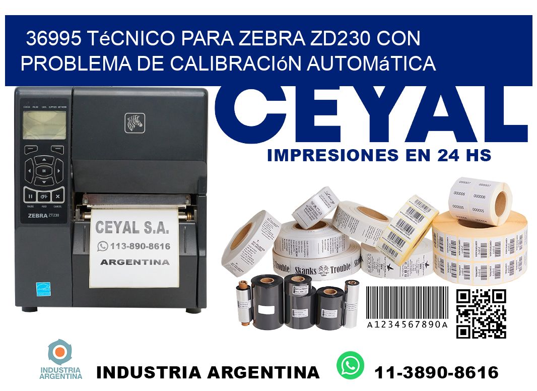 36995 técnico para zebra zd230 con problema de calibración automática