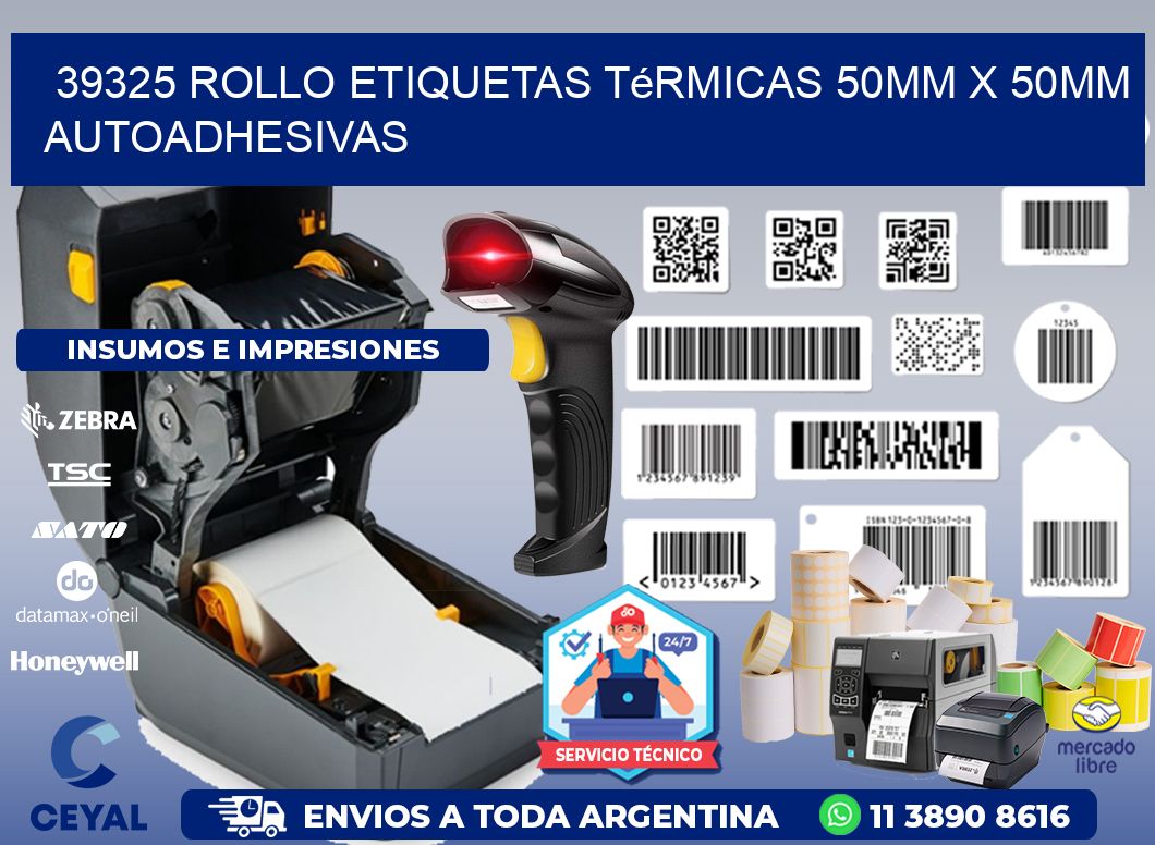 39325 Rollo Etiquetas Térmicas 50mm X 50mm Autoadhesivas