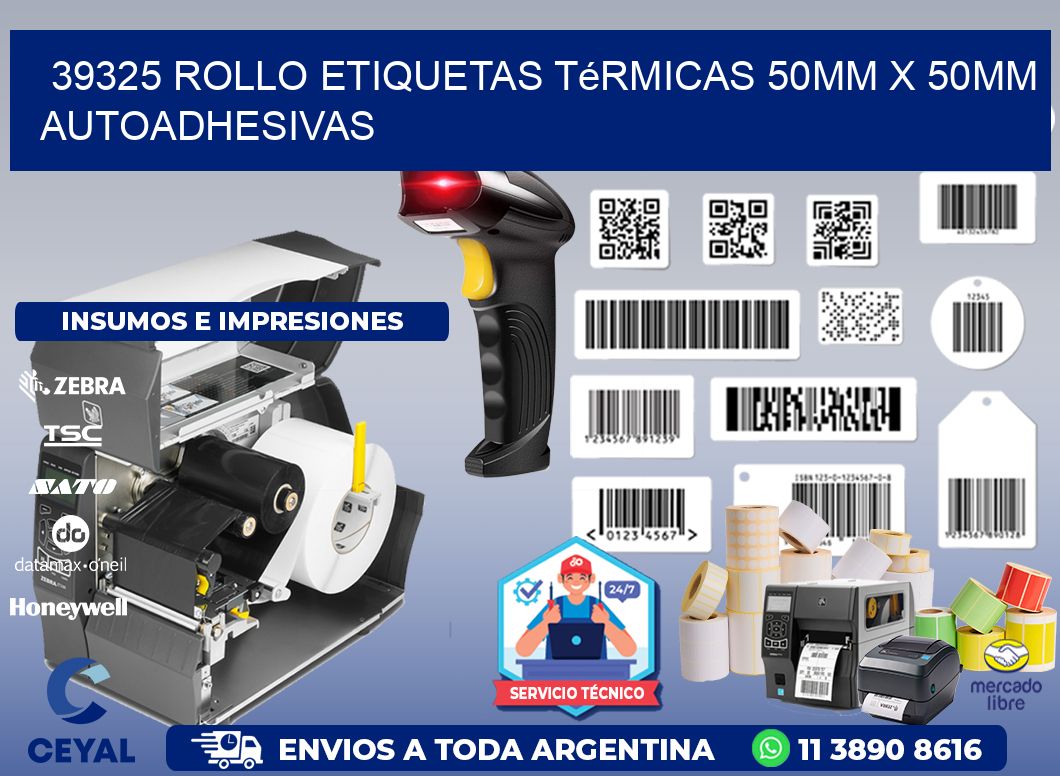 39325 Rollo Etiquetas Térmicas 50mm X 50mm Autoadhesivas