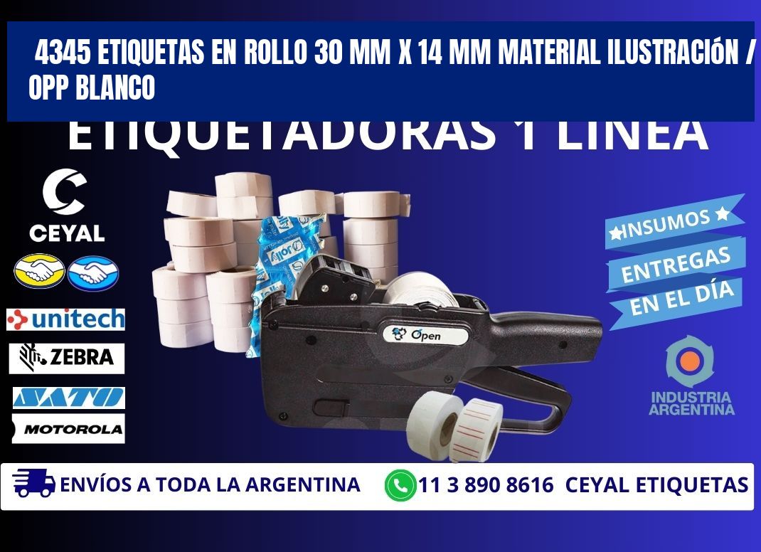 4345 Etiquetas en rollo 30 mm x 14 mm material Ilustración / OPP Blanco