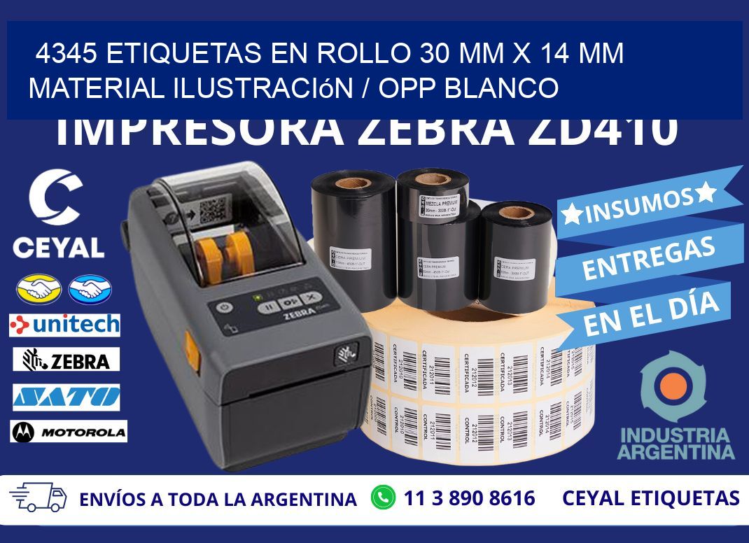 4345 Etiquetas en rollo 30 mm x 14 mm material Ilustración / OPP Blanco