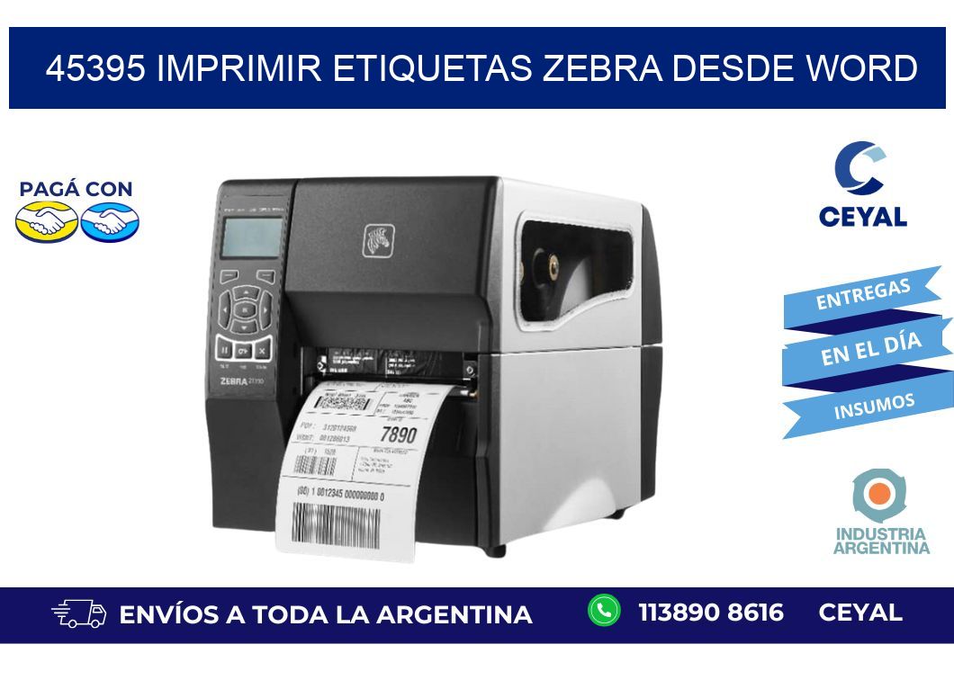 45395 imprimir etiquetas zebra desde word