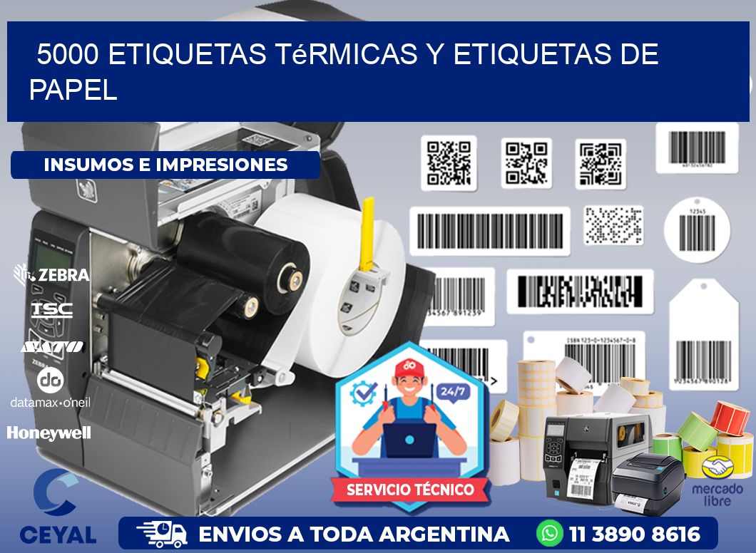 5000 etiquetas térmicas y etiquetas de papel