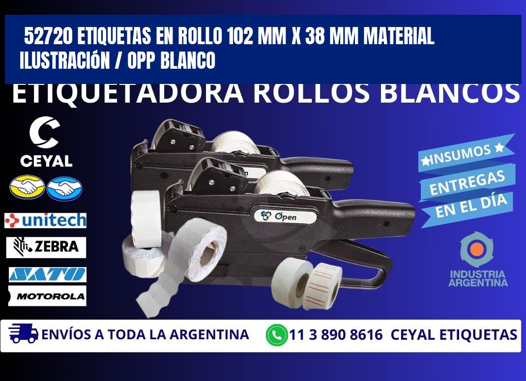 52720 Etiquetas en rollo 102 mm x 38 mm material Ilustración / OPP Blanco