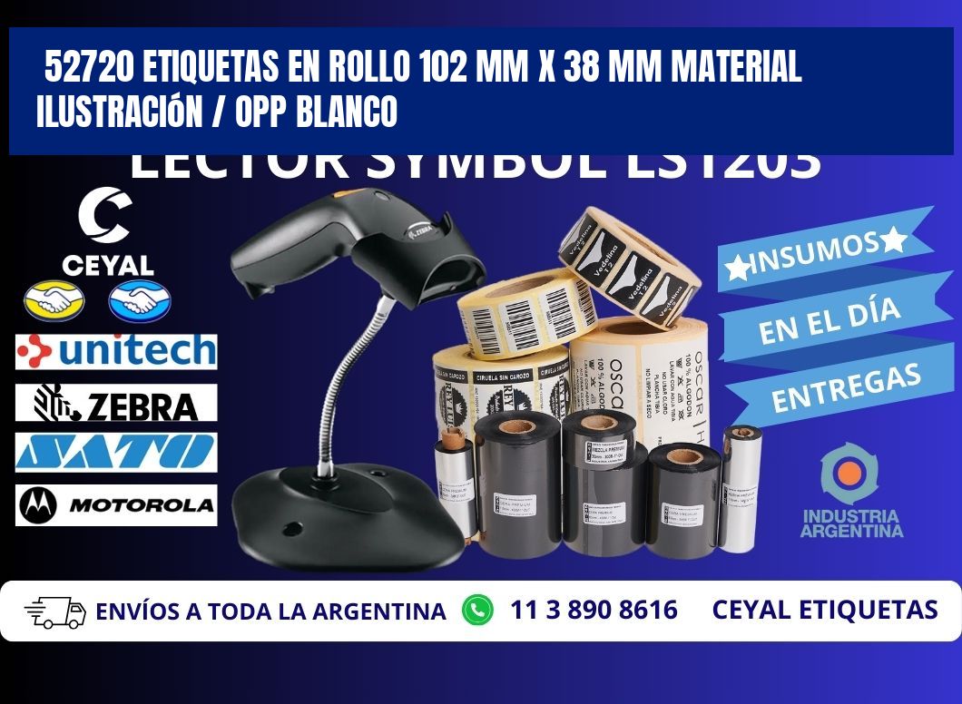 52720 Etiquetas en rollo 102 mm x 38 mm material Ilustración / OPP Blanco