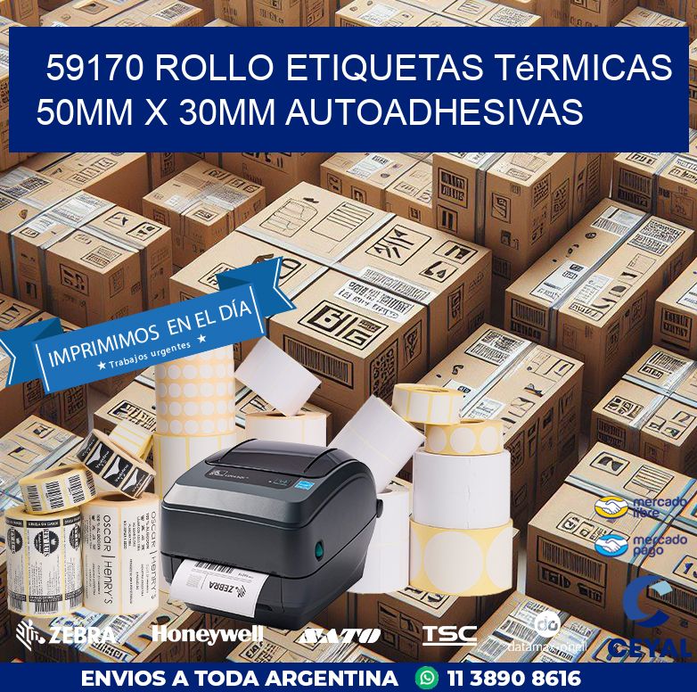 59170 Rollo Etiquetas Térmicas 50mm X 30mm Autoadhesivas