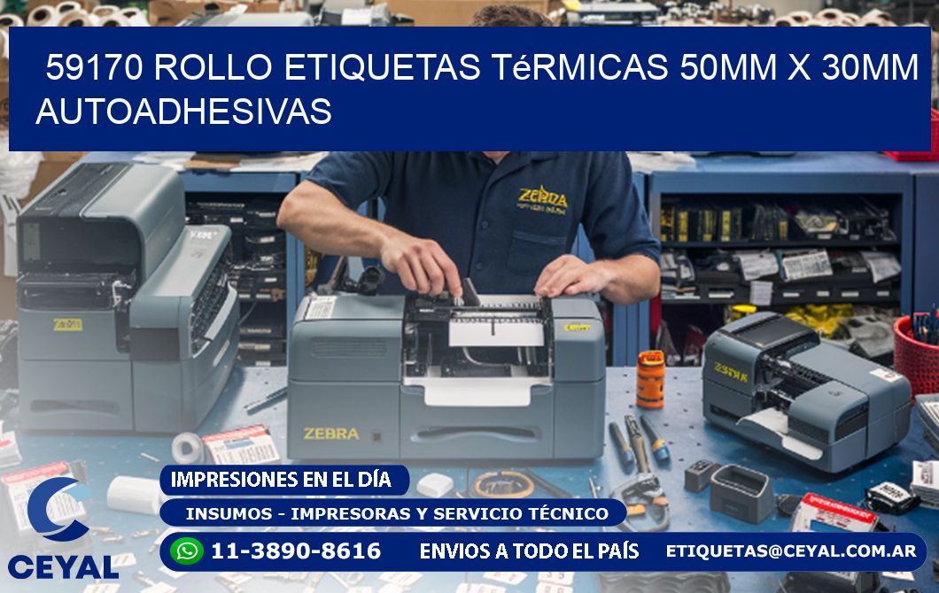 59170 Rollo Etiquetas Térmicas 50mm X 30mm Autoadhesivas