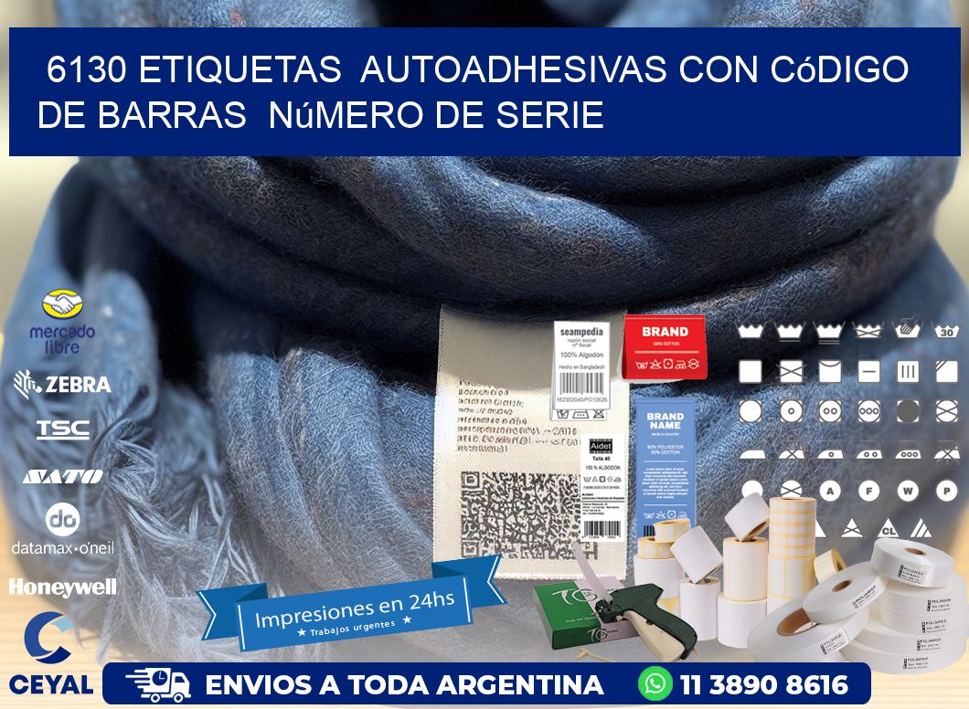 6130 etiquetas  autoadhesivas con código de barras  número de serie