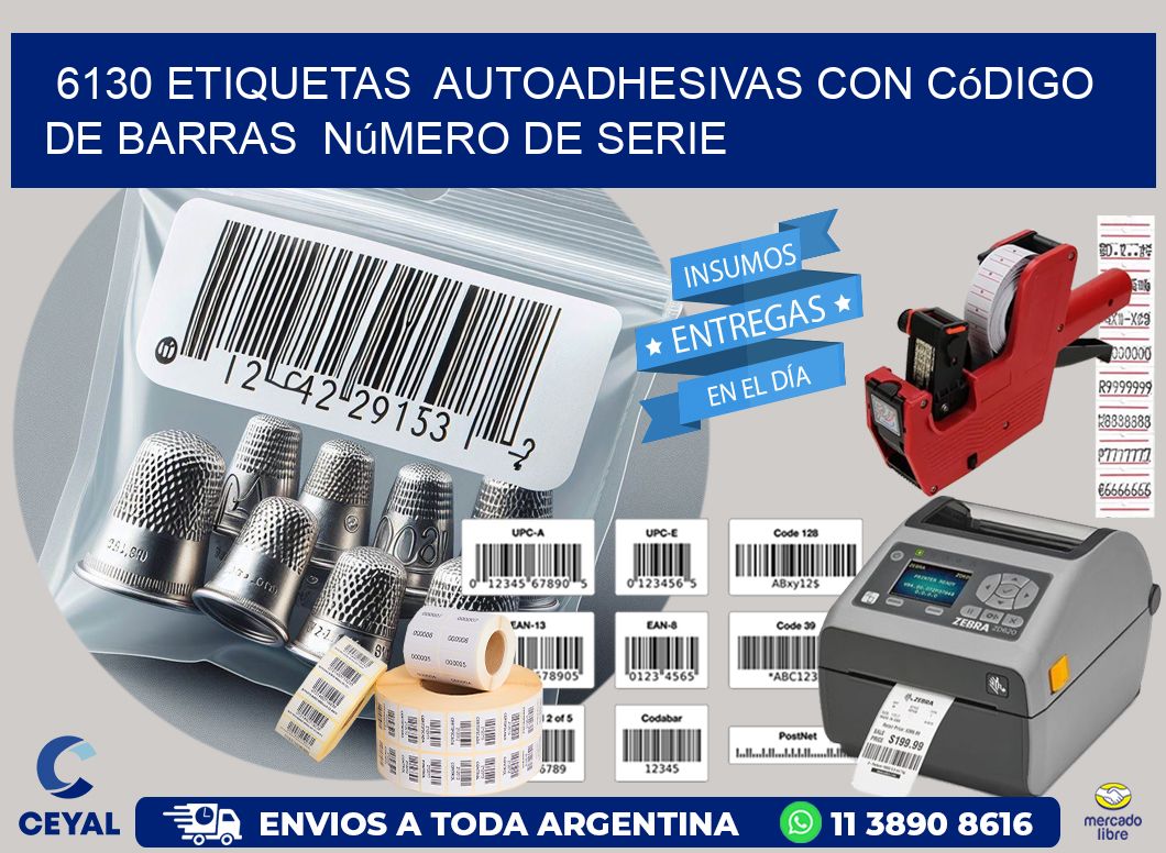 6130 etiquetas  autoadhesivas con código de barras  número de serie