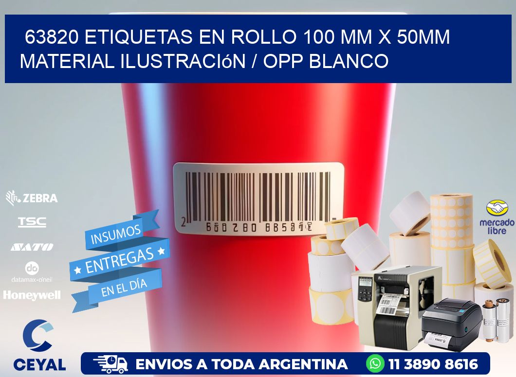63820 Etiquetas en rollo 100 mm x 50mm material Ilustración / OPP Blanco